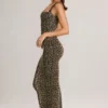 Ainslee Modal Midi-jurk met vierkante hals en bodycon-pasvorm in luipaardprint