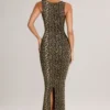 Ainslee Modal Midi-jurk met vierkante hals en bodycon-pasvorm in luipaardprint