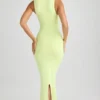 Ainslee Modal Midi-jurk met vierkante hals en nauwsluitende pasvorm in Matcha Green