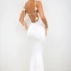 Aldona Slinky Jersey avondjurk met rozenmotief in wit