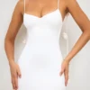 Aldona Slinky Jersey avondjurk met rozenmotief in wit
