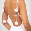 Aldona Slinky Jersey avondjurk met rozenmotief in wit