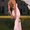 Aldona soepelvallende jersey jurk met bloemenapplicatie in blush
