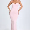 Aldona soepelvallende jersey jurk met bloemenapplicatie in blush