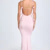 Aldona soepelvallende jersey jurk met bloemenapplicatie in blush