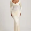 Alila maxi-jurk met strikdetail en gerimpelde zoom in ivoor