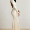 Alila maxi-jurk met strikdetail en gerimpelde zoom in ivoor