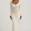 Alila maxi-jurk met strikdetail en gerimpelde zoom in ivoor