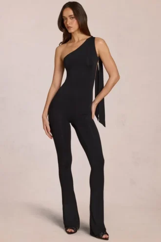 Alira Modal jumpsuit met één schouder in zwart