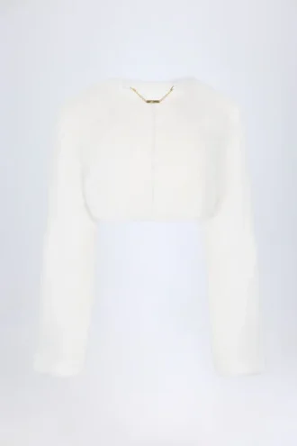 Almerinda bolero van imitatiebont in wit