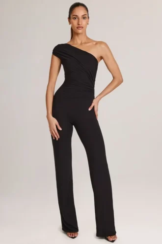 Alouette Modal jumpsuit met één schouder in zwart