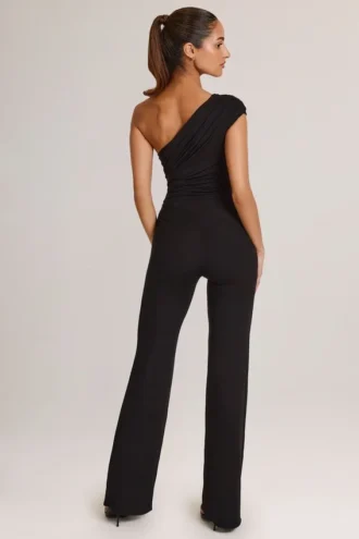 Alouette Modal jumpsuit met één schouder in zwart