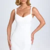 Amaria micro-minijurk met sweetheart-hals in wit