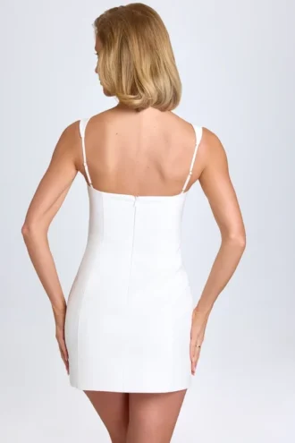 Amaria micro-minijurk met sweetheart-hals in wit