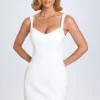 Amaria micro-minijurk met sweetheart-hals in wit