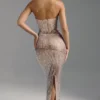 Amaya versierde bandeau maxi-jurk in amandel