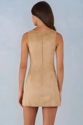 Amielle A-lijn mini-jurk van imitatiesuède in tan
