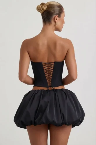 Amora versierde hartvormige uitgesneden strapless korset-top in zwart