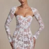 Andreia minijurk met korset en kanten details in wit