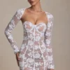 Andreia minijurk met korset en kanten details in wit