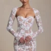 Andreia minijurk met korset en kanten details in wit