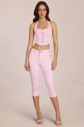 Anessa Capri-jeans met middelhoge taille in bloesemroze
