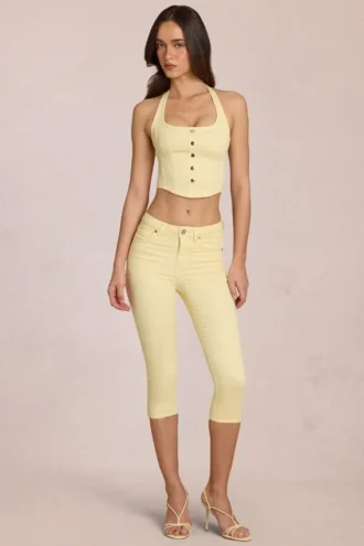 Anessa capri-jeans met middelhoge taille in citroengeel