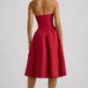 Angelina halternek midi-jurk met strikdetail in True Red