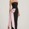 Angelique strapless maxijurk met strikdetail in zwart
