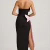 Angelique strapless maxijurk met strikdetail in zwart