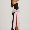 Angelique strapless maxijurk met strikdetail in zwart