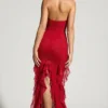 Anley versierde halternek maxi-jurk met ruches in rood