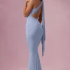 Annelise jersey bruidsmeisjesjurk in poederblauw
