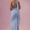 Annelise jersey bruidsmeisjesjurk in poederblauw