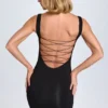 Aoife Modal Lace-Trim Bodycon Minijurk in Black