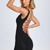 Aoife Modal Lace-Trim Bodycon Minijurk in Black