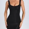 Aoife Modal Lace-Trim Bodycon Minijurk in Black