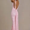 Ariette Premium versierde maxi-jurk met open rug in babyroze