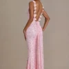 Ariette Premium versierde maxi-jurk met open rug in babyroze