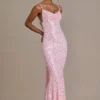 Ariette Premium versierde maxi-jurk met open rug in babyroze