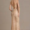Ariette Premium versierde maxi-jurk met open rug in goud