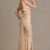 Ariette Premium versierde maxi-jurk met open rug in goud