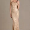 Ariette Premium versierde maxi-jurk met open rug in goud