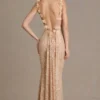 Ariette Premium versierde maxi-jurk met open rug in goud