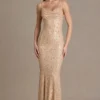 Ariette Premium versierde maxi-jurk met open rug in goud
