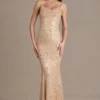 Ariette Premium versierde maxi-jurk met open rug in goud