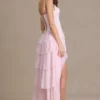 Arlette Premium versierde korsetjurk met col in babyroze