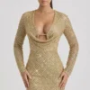 Arlowe mini-jurk met versierde col in goud