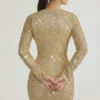 Arlowe mini-jurk met versierde col in goud