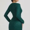 Arlowe minijurk met versierde col in blauwgroen